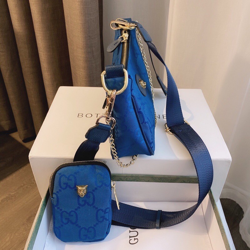 Túi hobo nữ thời trang da thật cao cấp Gucci GG GC thiết kế tinh tế có 1 túi mini đi kèm