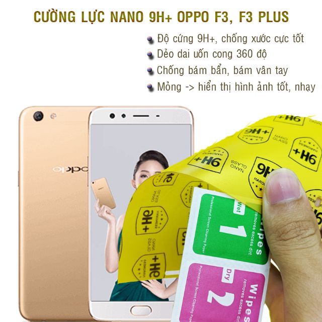 [Mã ELFLASH3 hoàn 10K xu đơn 20K] Dán cường lực dẻo nano Oppo F3, Oppo F3 Plus