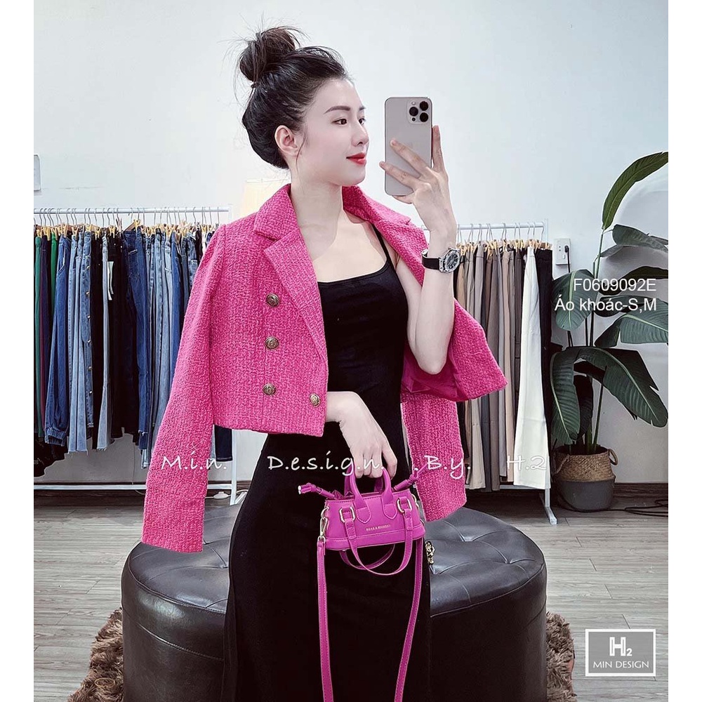 Áo dạ vest đính khuy, dáng ngắn, đính khuy, tay dài, Quảng châu loại đẹp