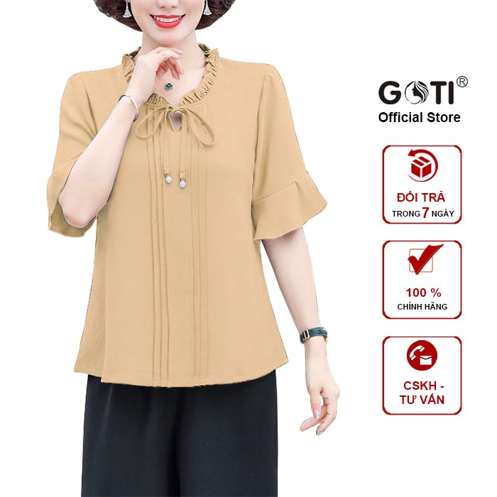GOTI - ÁO TRUNG NIÊN U50-60 BIGSIZE KIỂU ÁO QUÝ BÀ , ÁO KIỂU GIẤU BỤNG NÚT CỔ TRÒN 3A02 3A06 3A05