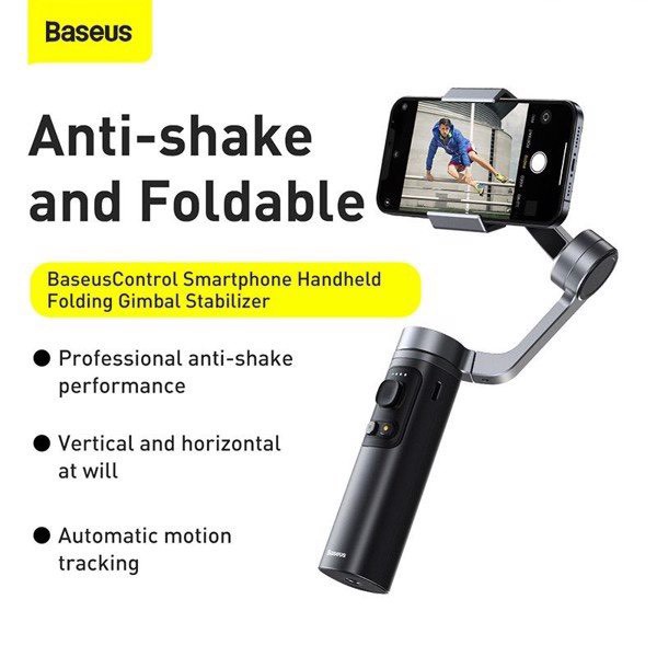 Tay cầm chống rung Baseus Control Smartphone Handheld Folding Gimbal Stabilizer (330g, 4500mAh, Bluetooth 4.0, Type-C)