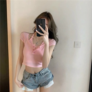 (Video thật) Áo Croptop Yếm Kiểu Nút