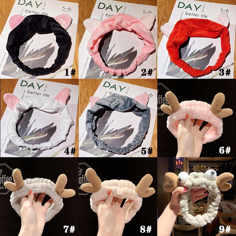 21# -37# Thời Trang Băng Đô Cài Tóc Tai Mèo Phối Nơ Phong Cách Hàn Quốc Xinh Xắn Dành Cho Nữ