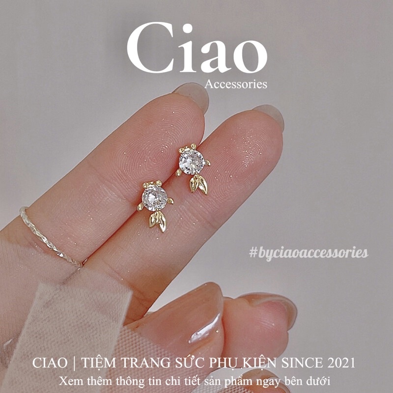 [HOẢ TỐC 1h] Khuyên tai/ Bông tai mạ bạc S925 thiết kế hoạ tiết đính đá Goldfish Tiny Ciao