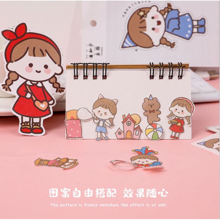 Bộ 4 Miếng Dán Hoạt Hình Đáng Yêu Dùng Trang Trí Sổ Lưu Niệm E124