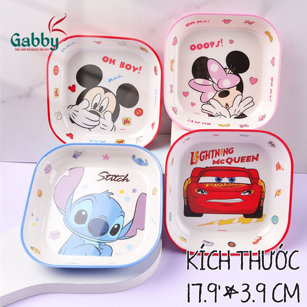 Dĩa cho bé Melamine vuông kích thước 17.9x3.9cm siêu đáng yêu