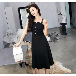 Đầm Chữ A Màu Đen Kiểu Dáng Trẻ Trung Thanh Lịch Dành Cho Nữ