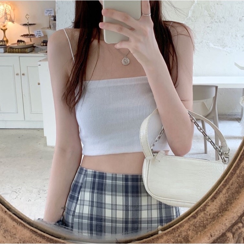 Áo bra 2 dây sợi bún dáng body chất cotton phong cách hàn quốc