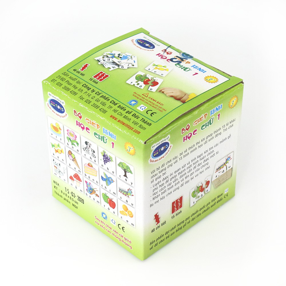Ghép hình học chữ tiếng việt cho bé, đồ chơi gỗ Winwintoys