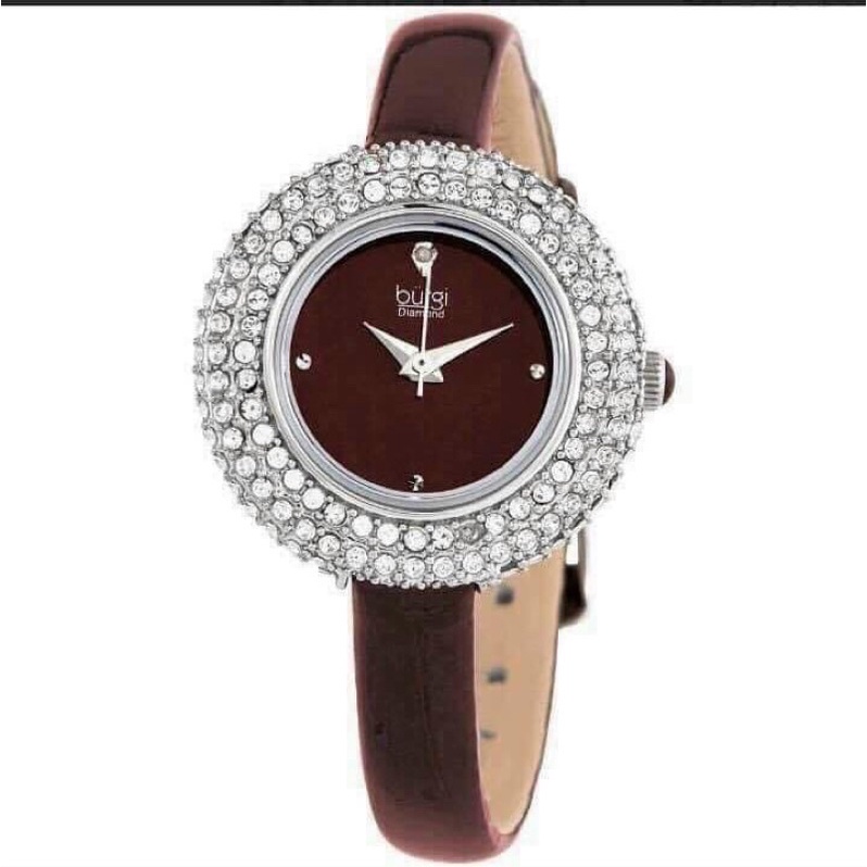 Đồng Hồ Nữ Burgi dây da nâu case 29mm
