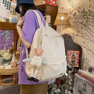 Balo nữ basic kèm móc khoá bông cute-Kèm ảnh thật