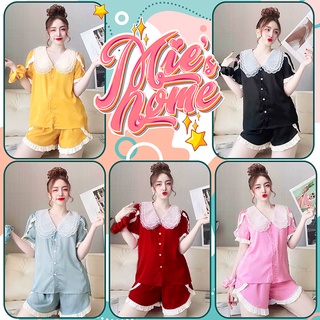 Đồ bộ mặc nhà ngủ đùi ngắn nữ, lụa satin mát mịn-Mie