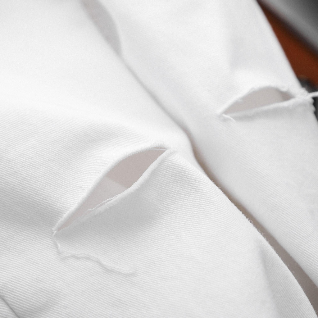 Quần Jean Skinny Puth Màu Trắng Chính Hãng Fapas Chất Liệu Denim Dày Dặn Rách Rối - FAPAS