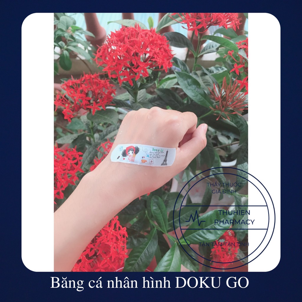 Băng dán cá nhân DOKU GO băng gâu (urgo) hoạt hình, cute dễ thương Hộp 100 miếng