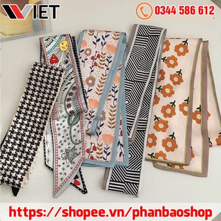 Khăn ruy băng lụa dáng dài 100x8 cm buộc tóc quàng cổ quấn túi xách hàn quốc