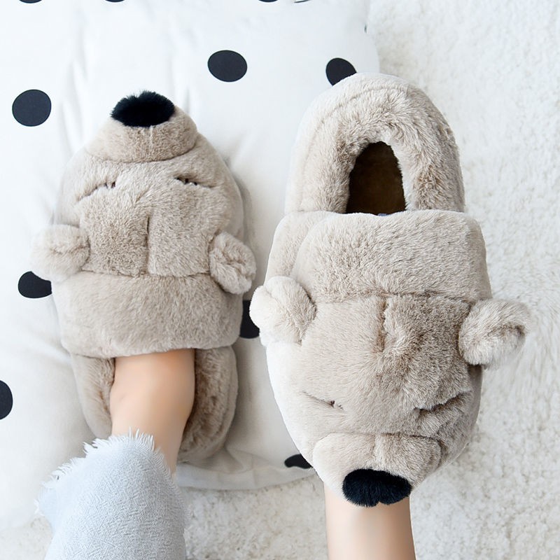 Dép gấu bông Đi Trong Nhà - Dép nữ bằng cotton dày phong cách mùa đông đáng yêu ấm áp thích hợp cho các cặp đôi nam nữ