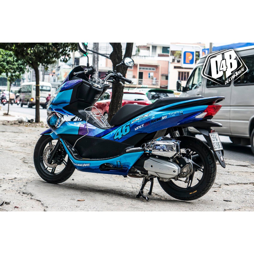 [D4B-Tem chuẩn xịn] Tem trùm xe PCX Crazy Shark