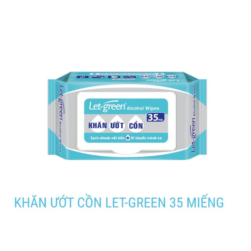 KHĂN ƯỚT CỒN LET-GREEN 35 MIẾNG&lt;br&gt;