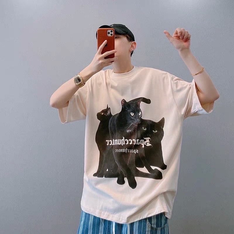 ÁO THUN TAY LỠ COTTON 3 CAT FORM UNISEX NAM NỮ (kèm ảnh thật)