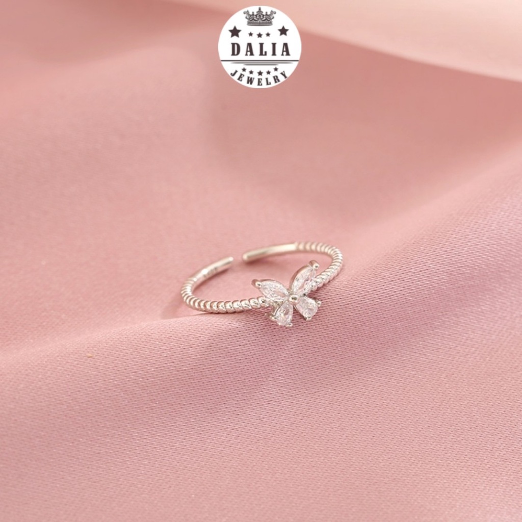 Nhẫn bạc nữ bạc thật 925 DaLiA Jewelry nhẫn bướm bạc cánh hoa hồ điệp tinh tế
