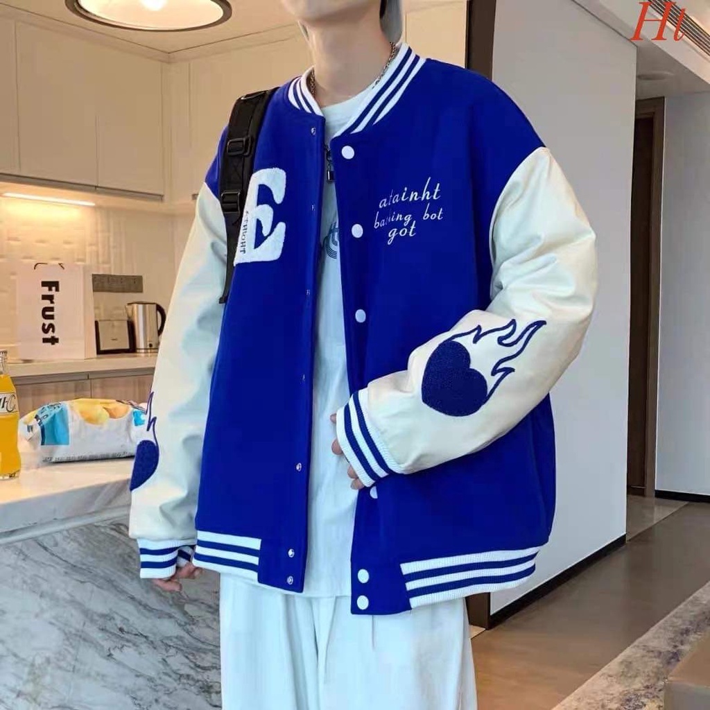 🦋Áo nỉ bomber lửa tay cúc bấm chữ E GH5784