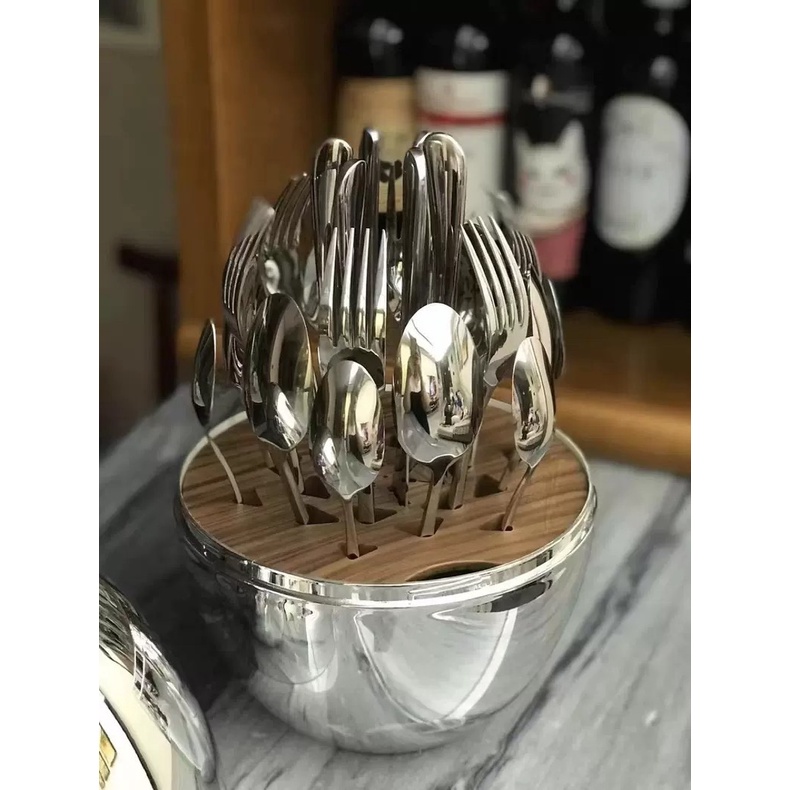 Giá cắm thìa, dĩa, dao,... - Set trứng 25 món inox