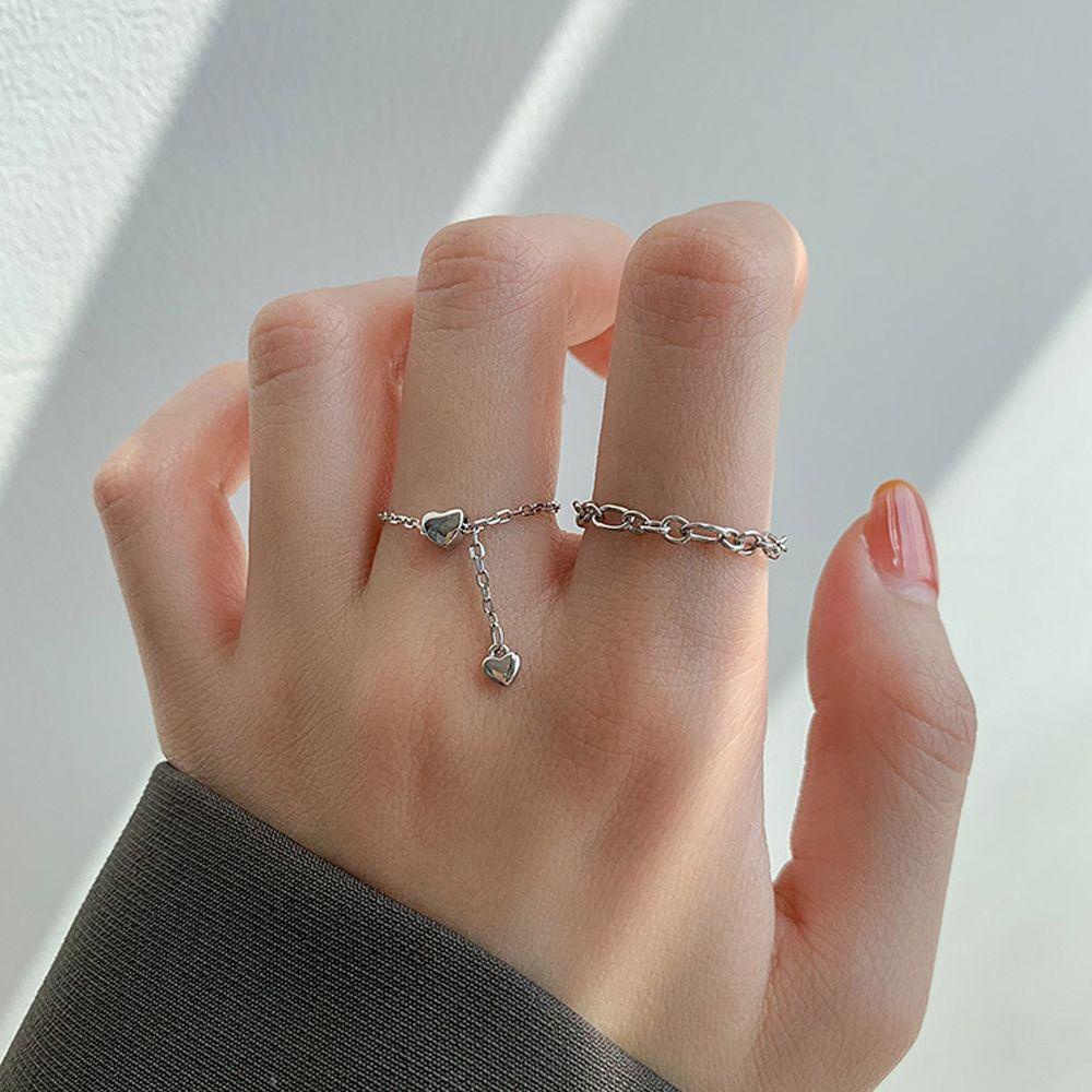 Nhẫn Phối Dây Xích Đính Hạt Phong Cách Punk Cổ Điển Sáng Tạo Dành Cho Nữ