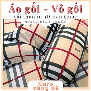  Caro vàng đỏ  Áo gối vải thun 3D Hàn Quốc codãn sợi Polyester nhiều sizevỏ gối bảo vệ ruột gối nằm gối ôm không dây kéo 
