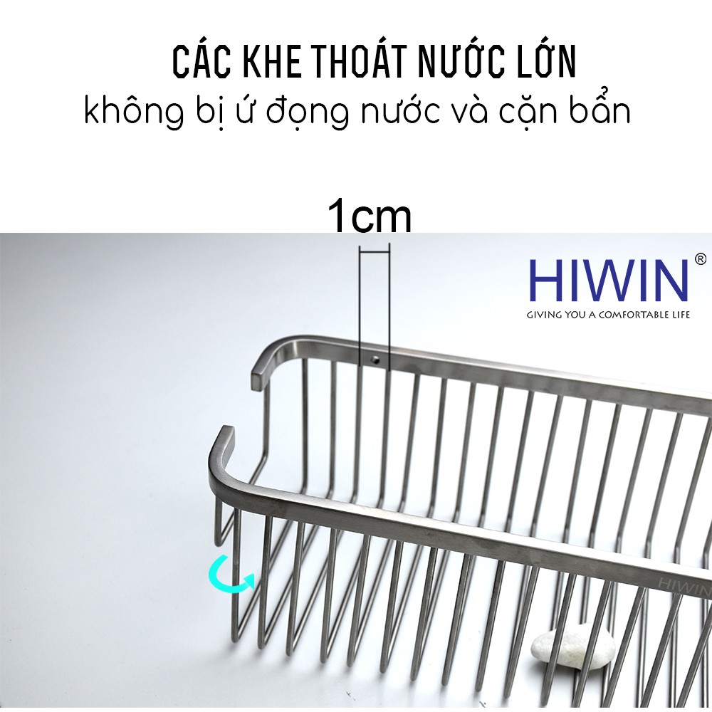 Giỏ để đồ 2 tầng chữ nhật tiện lợi inox 304 cao cấp Hiwin Y-207 265*125*340