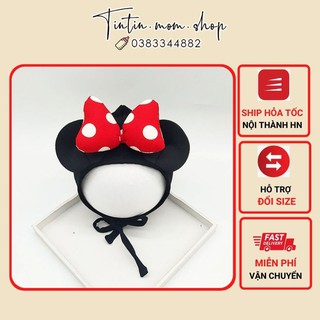 Mũ trùm tai mickey nơ đỏ xinh xắn cho bé hàng QC