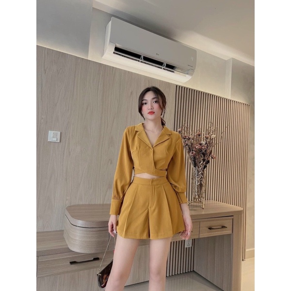 Set vest croptop đan eo chéo siêu xinh kèm ảnh thật