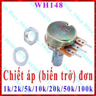 Biến trở đơn WH148 1k 2k 5k 10k 20k 25k 50k 100k 250k 500k 1M Chiết áp Điều chỉnh Volume (Núm nhựa mua riêng)