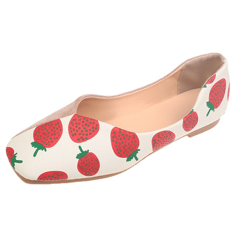 Giày búp bê IELGY đế mềm in họa tiết trái cây cho nữ