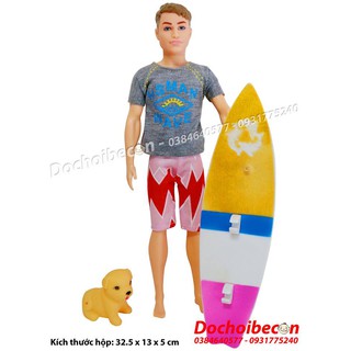 Búp bê Ken lướt ván và cún con
