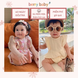 Áo liền quần bé gái BERRYBABY Kiểu dáng vai cánh tiên Chất liệu vải xô muslin mềm mịn cho bé từ 6 đến 18 tháng LOU