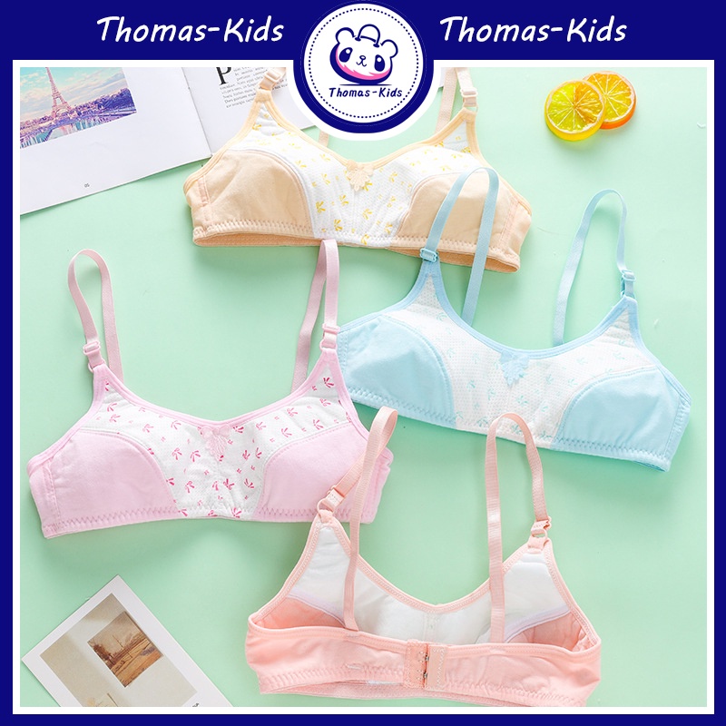 Áo Ngực Không Đệm 100% Cotton Có Dây Điều Chỉnh Cho Tuổi Teen 8-16