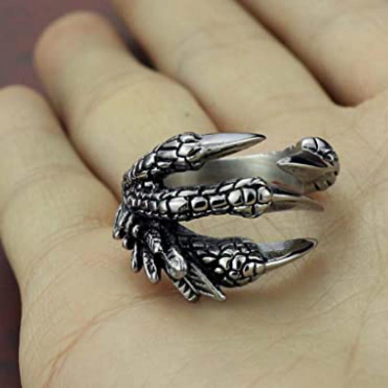 Nhẫn đeo tay kim loại tạo hình móng vuốt rồng cá tính