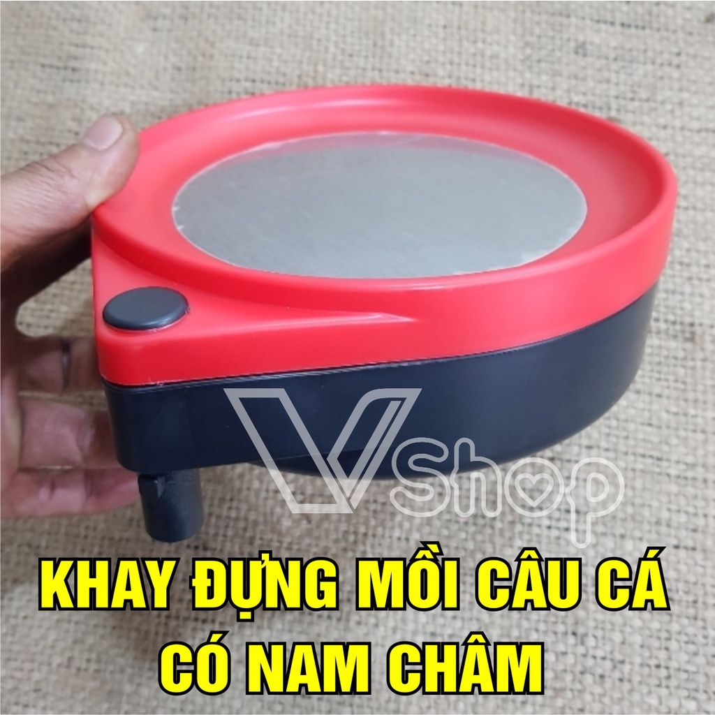 Khay đựng mồi, gắn thùng câu cá, có nam châm