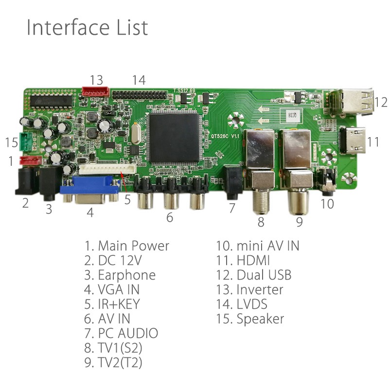 Bo Mạch Điều Khiển Tín Hiệu Dvb-S2 Dvb-T2 Với 7 Nút Bấm