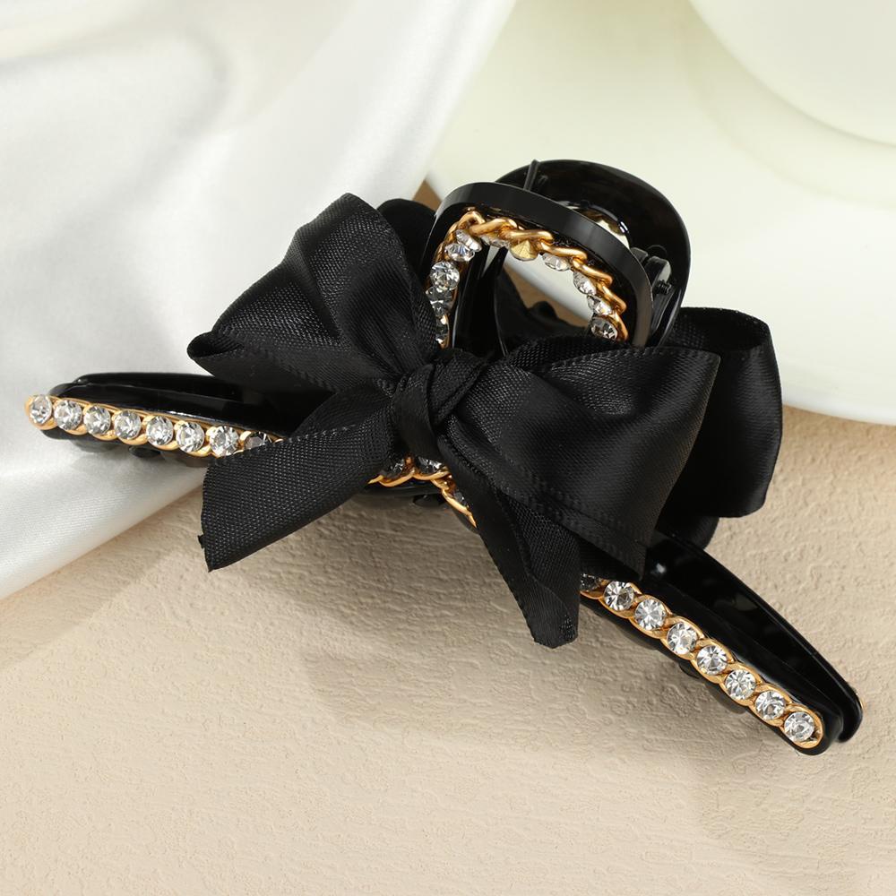 Kẹp Tóc Màu Đen / Khaki Hình Nơ Xinh Xắn Thời Trang