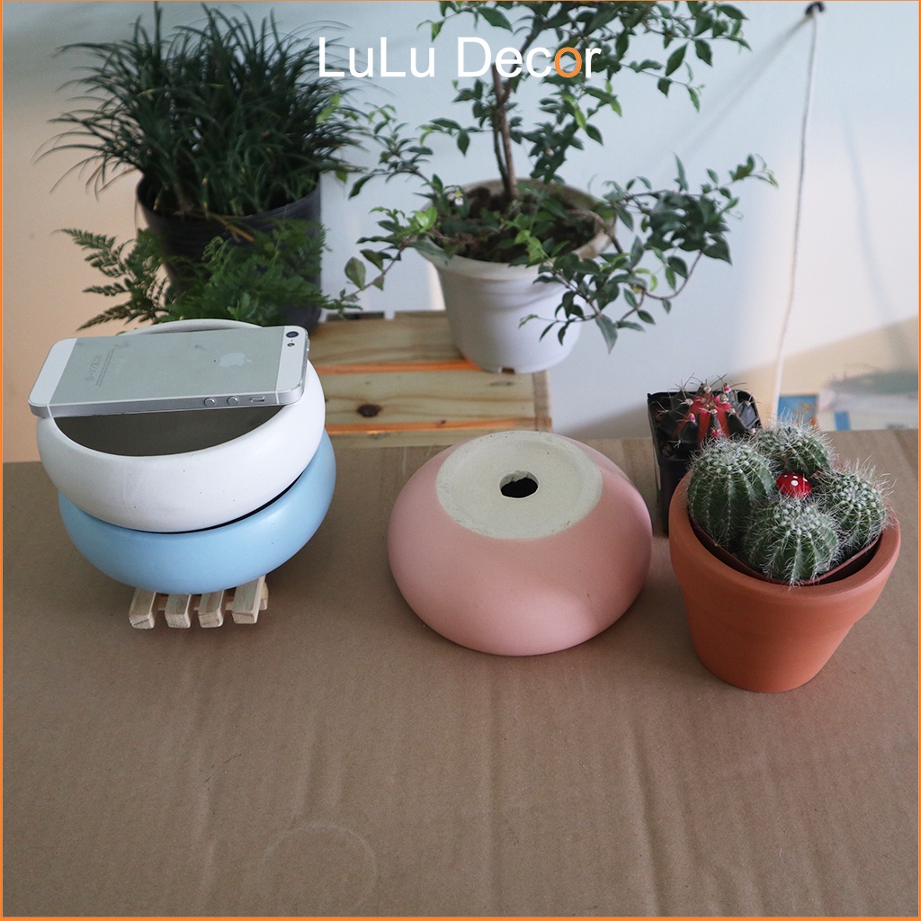 Chậu Trồng Cây - Chậu Men Trơn Bát Tràng 13x5cm, Chậu Trồng Sen Đá, Xương Rồng, Dương Xỉ, Cây Mini Để Bàn