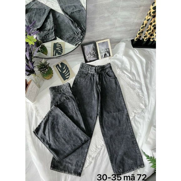Quần Baggy Jean Nữ Lưng Cao Bigsize Tới 80kg ,Màu Đen. #72. Hàng VNXK. Huynhsen Shop