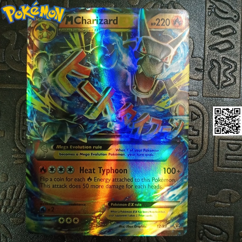 Thẻ MCharizard EX tiến hoá mega phản quang Trading card Bài pokemon TẶNG Sleeves bọc bài 1459 D3 3 12-83