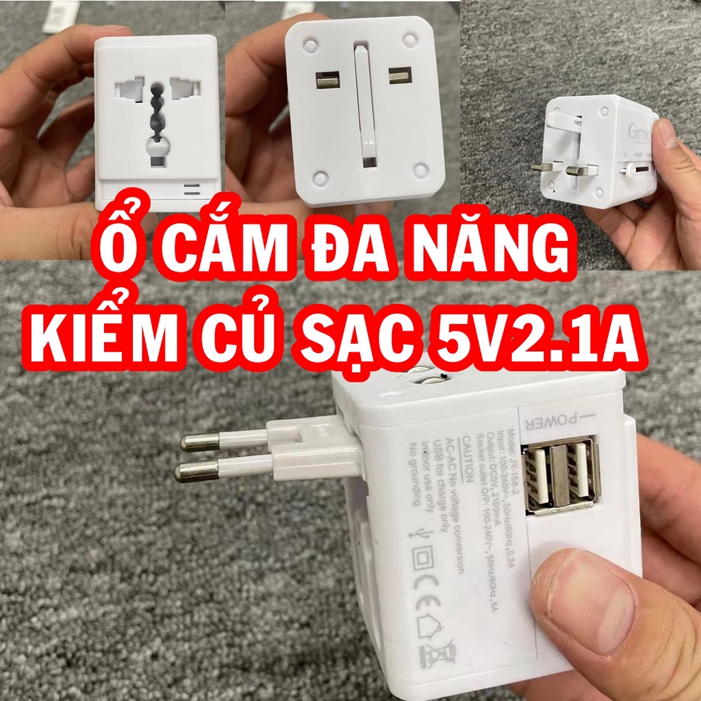 Ổ cắm đa nắng kèm 2 cổng sạc 5V2.1A