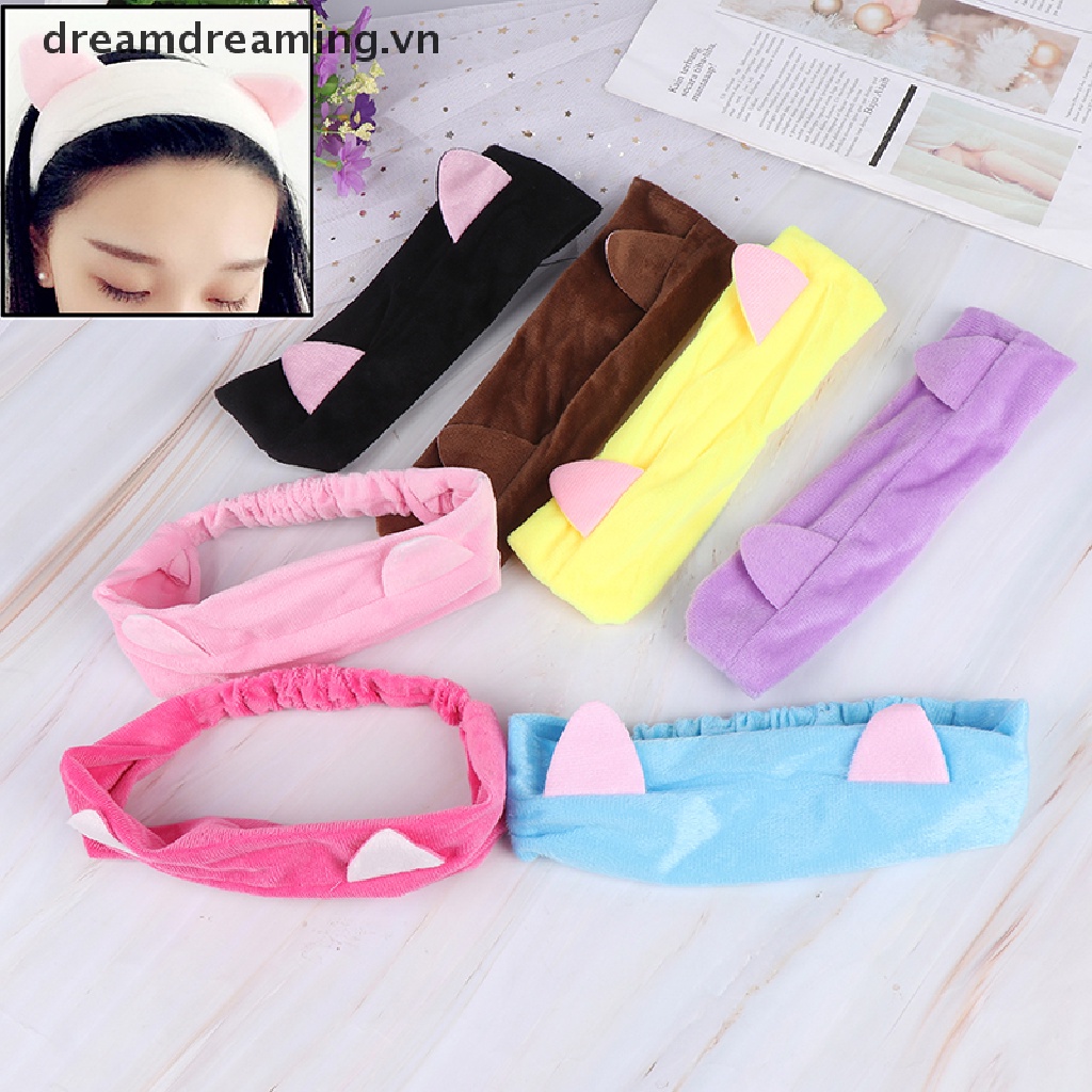 Băng Đô Rửa Mặt Co Giãn Hình Tai Mèo Dễ Thương