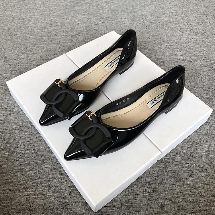 Giày Búp Bê Da Bóng Mũi Nhọn Đế Mềm Thoải Mái Thời Trang Xuân Thu 2022 Size 33-48