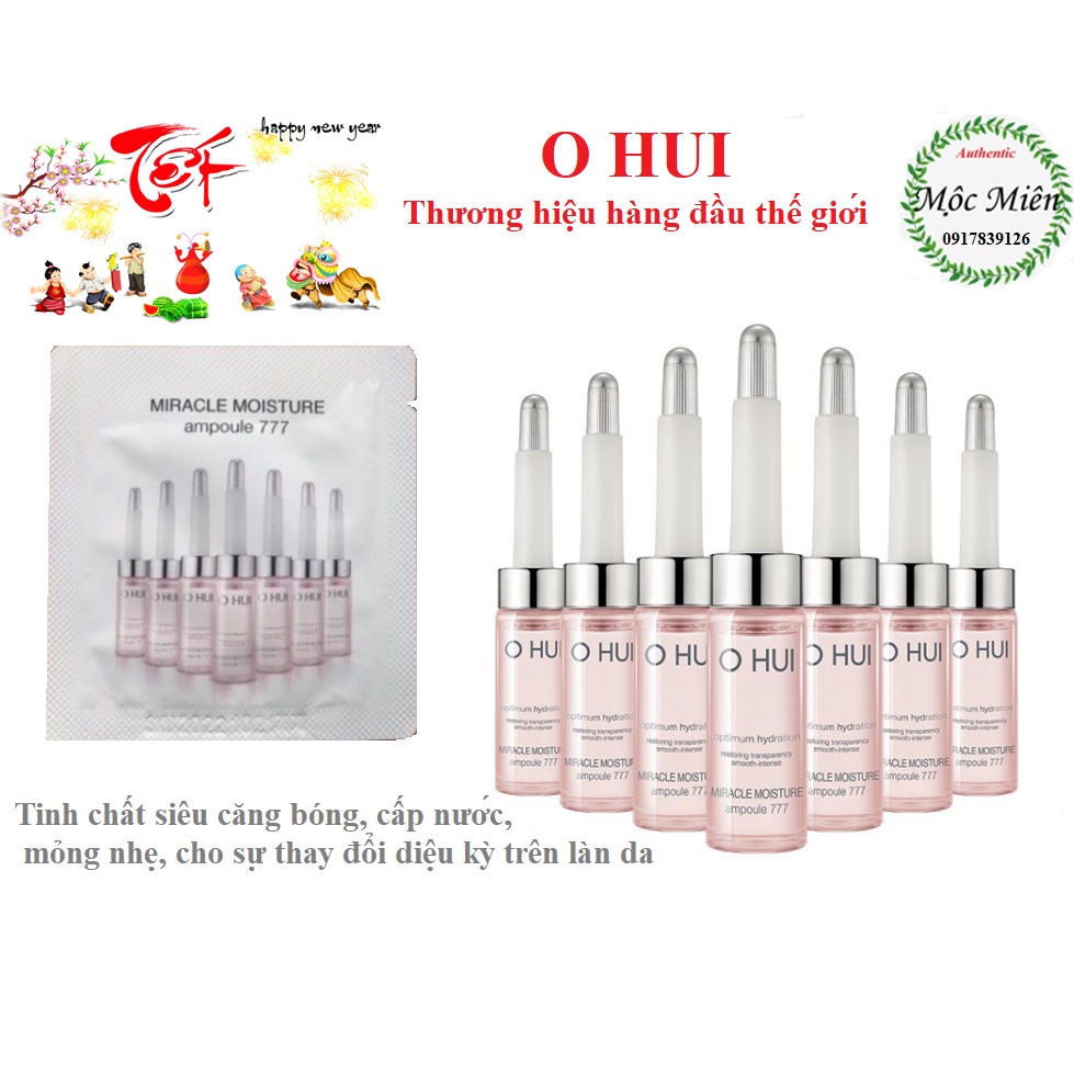 Gói huyết thanh phục hồi da, căng bóng, cấp nước, dưỡng ẩm, trắng hồng  OHUI Miracle Moisture Ampoule 777