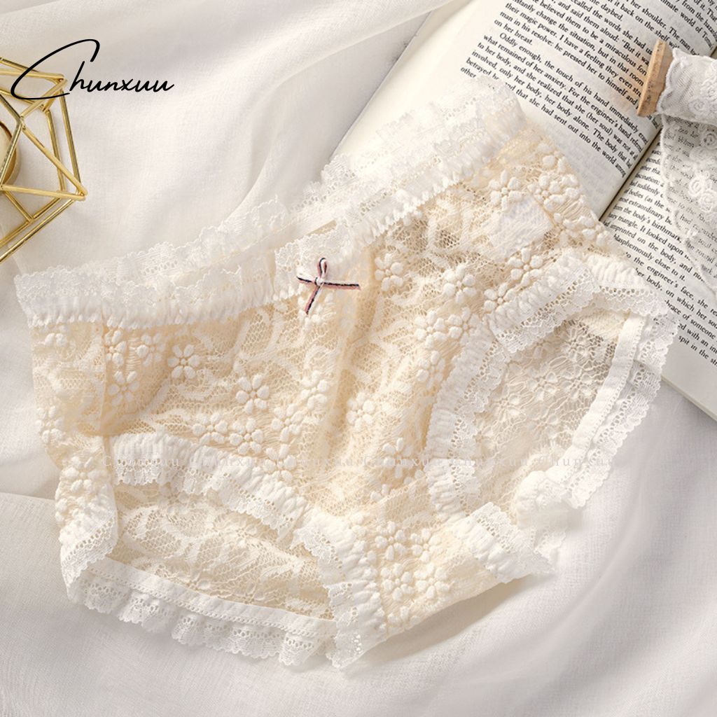 Quần lót ren nữ cao cấp Chunxuu họa tiết thêu hoa, chất liệu mềm mại co dãn kháng khuẩn - QC114