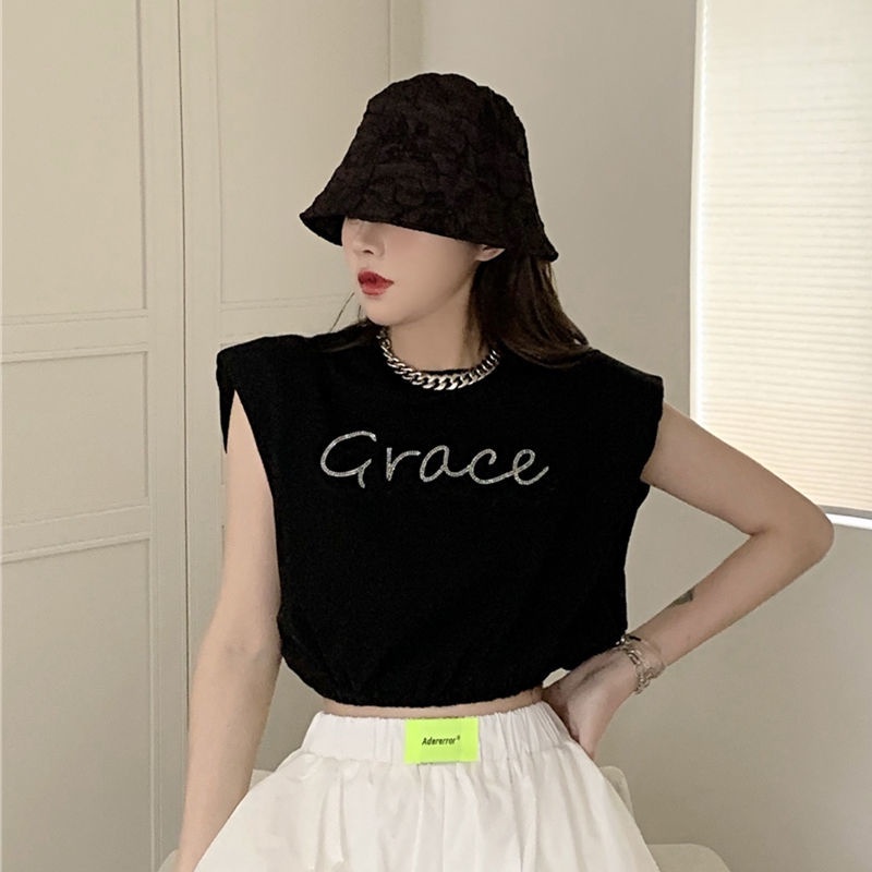 Áo Sát Nách Màu Đen Dáng Rộng Hở Eo Thời Trang Mùa Hè Dành Cho Nữ