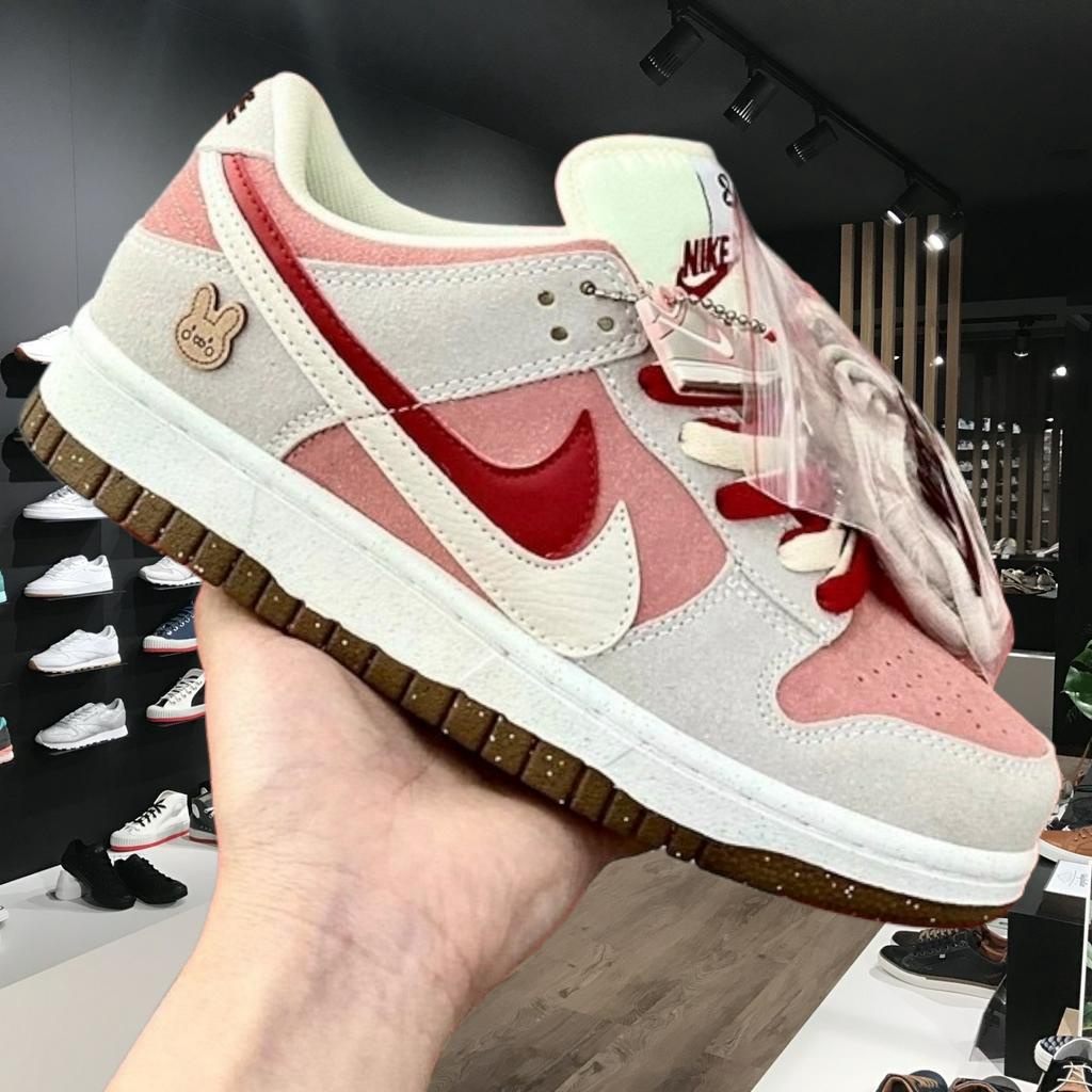 Giày Thể Thao _Nike SB Dunk Low SE Double Swoosh Sail Red Pink , Giày Happy Newyear White Pink Hồng Trắng 2023 full box